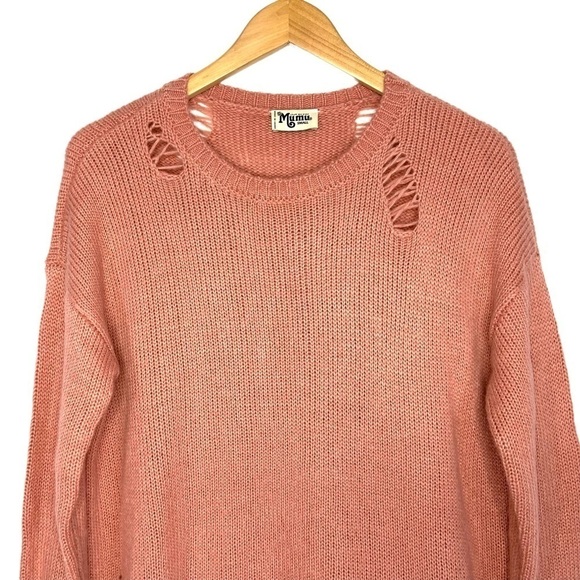 Show Me Your Mumu Tamaya Tunic Distressed Sweater Size Small Pink Long Sleeve - Picture 5 of 9